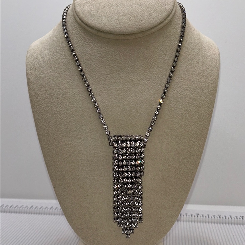 Vintage Silver Rhinestone Necklace